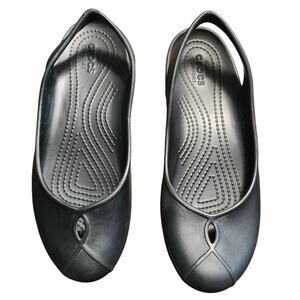 Crocs Olivia II Flat W Black Relaxed Slingback Iconic Comfort Slip On Size 8